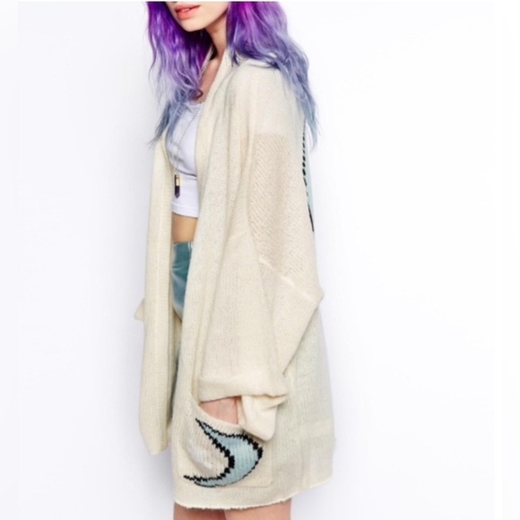 Wildfox White Label Moon And Star 🌝⭐️ Cocoon Slouch Cardigan Sweater XS - Picture 2 of 3